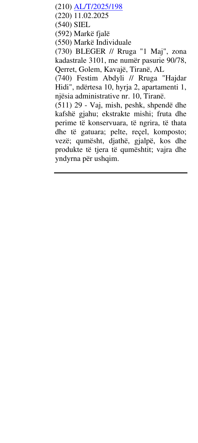 Zëri i markës SIEL në buletin