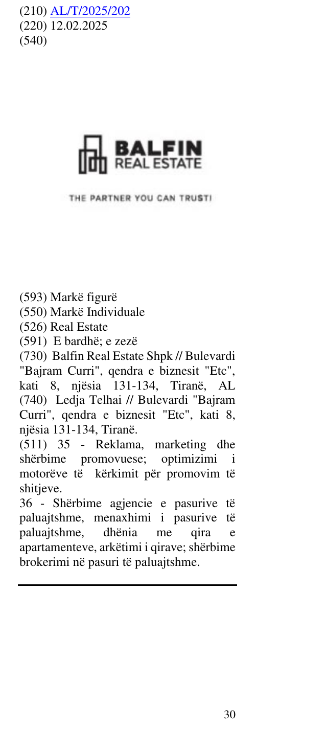 Zëri i markës Real Estate në buletin