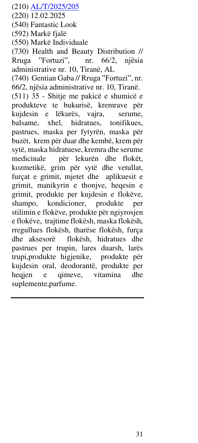 Zëri i markës Fantastic Look në buletin