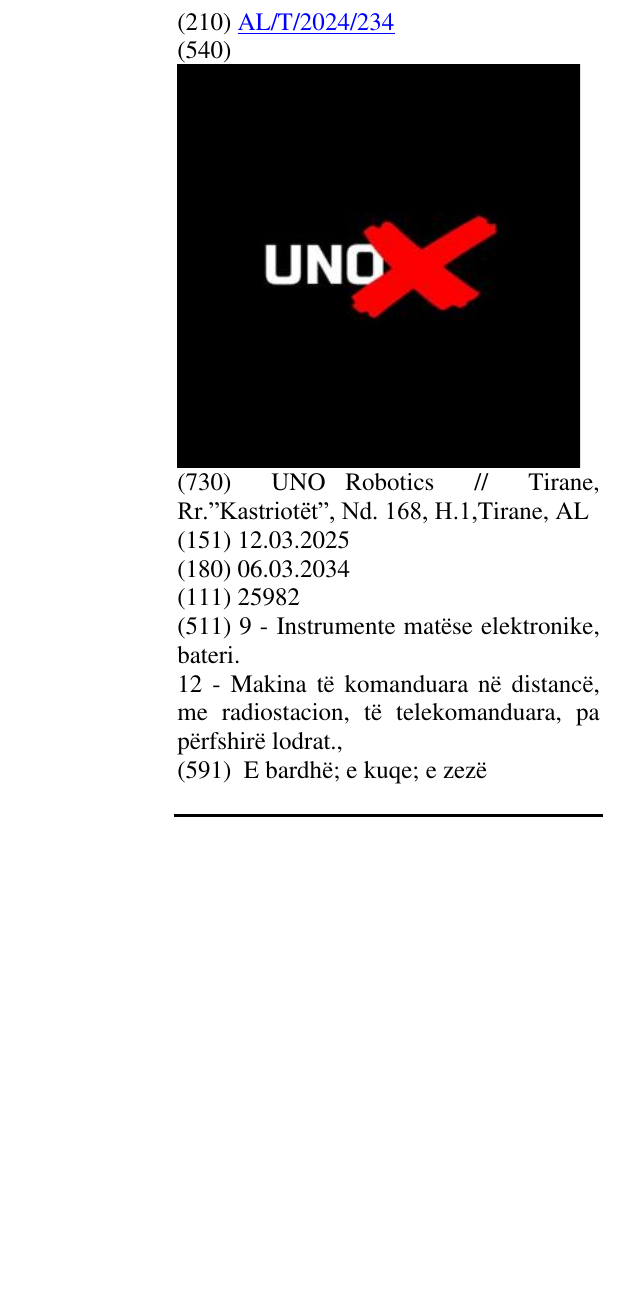 Zëri i markës UNO X në buletin