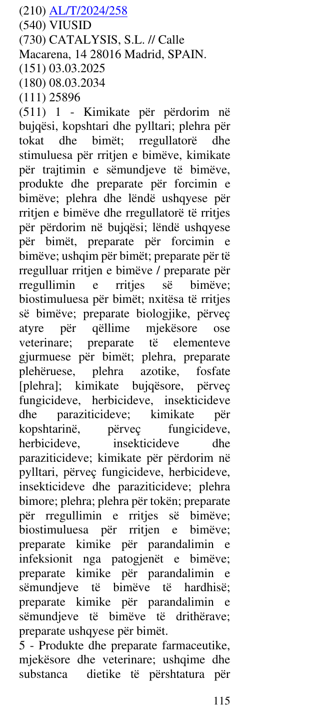 Zëri i markës VIUSID në buletin
