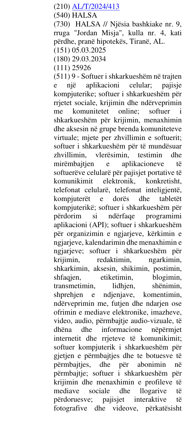 Zëri i markës HALSA në buletin
