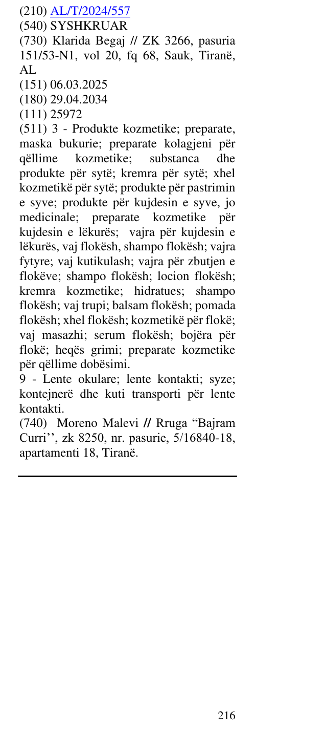 Zëri i markës SYSHKRUAR në buletin