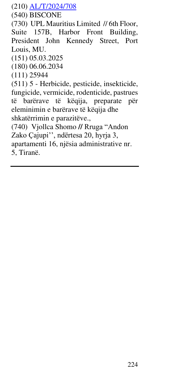 Zëri i markës BISCONE në buletin