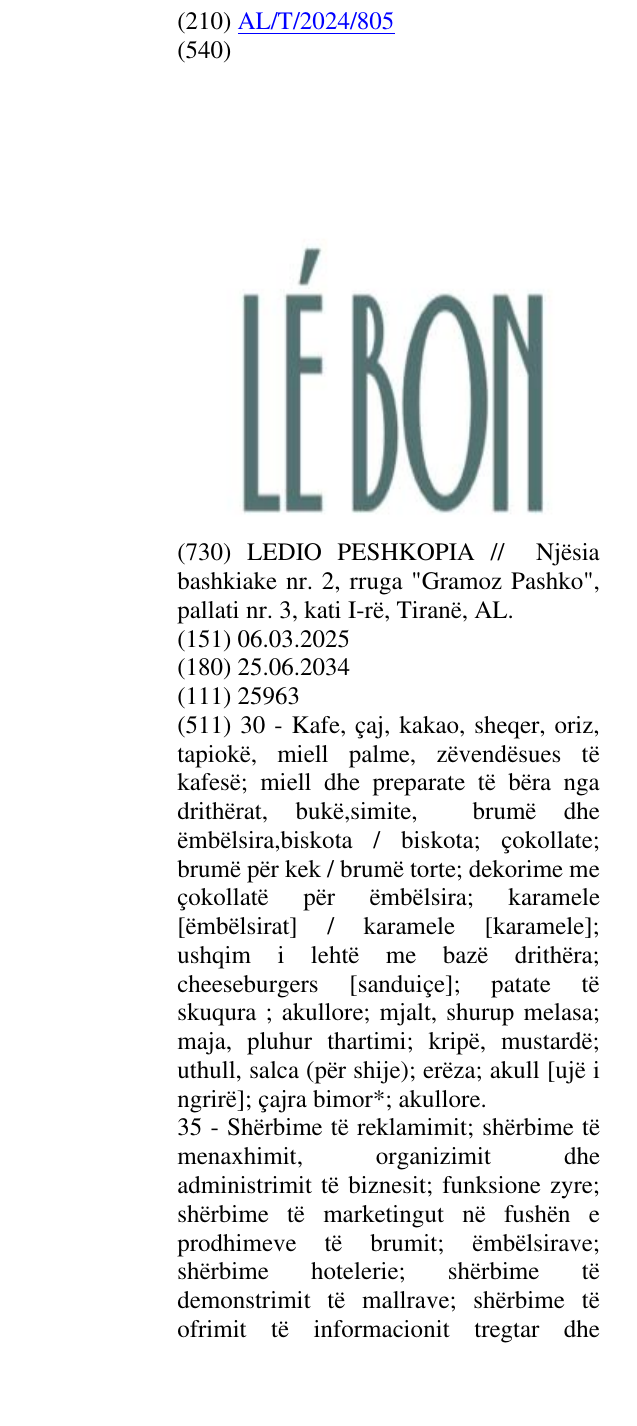 Zëri i markës LE BON në buletin