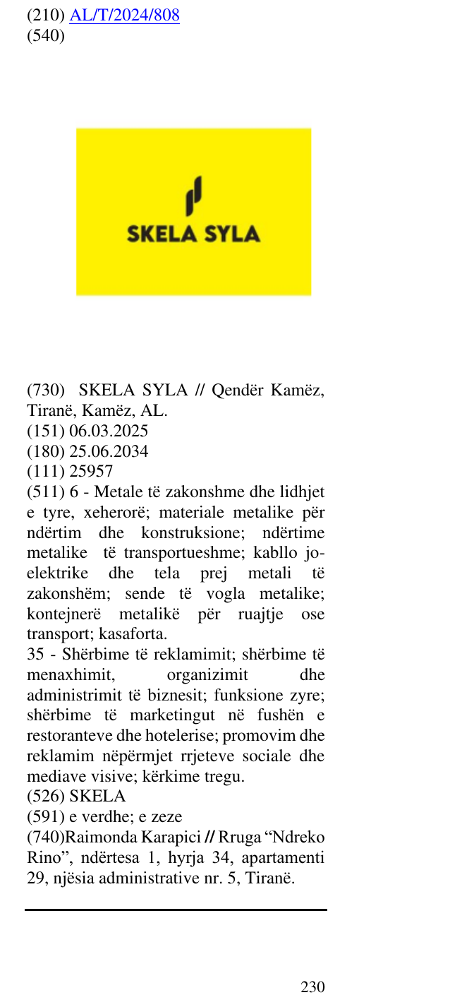 Zëri i markës SKELA në buletin