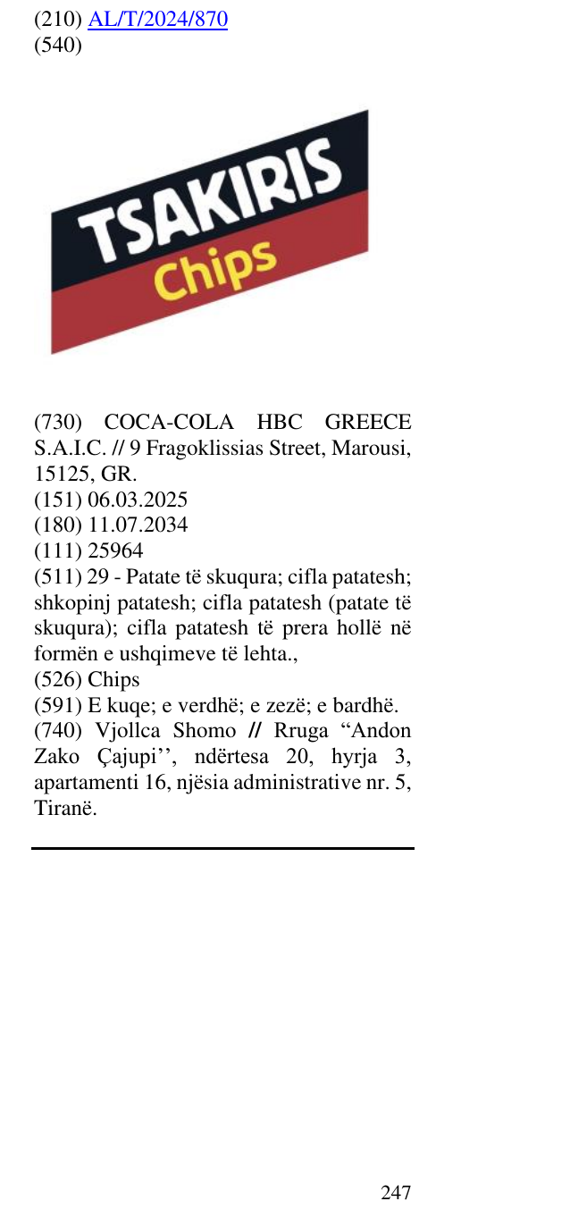 Zëri i markës Chips në buletin