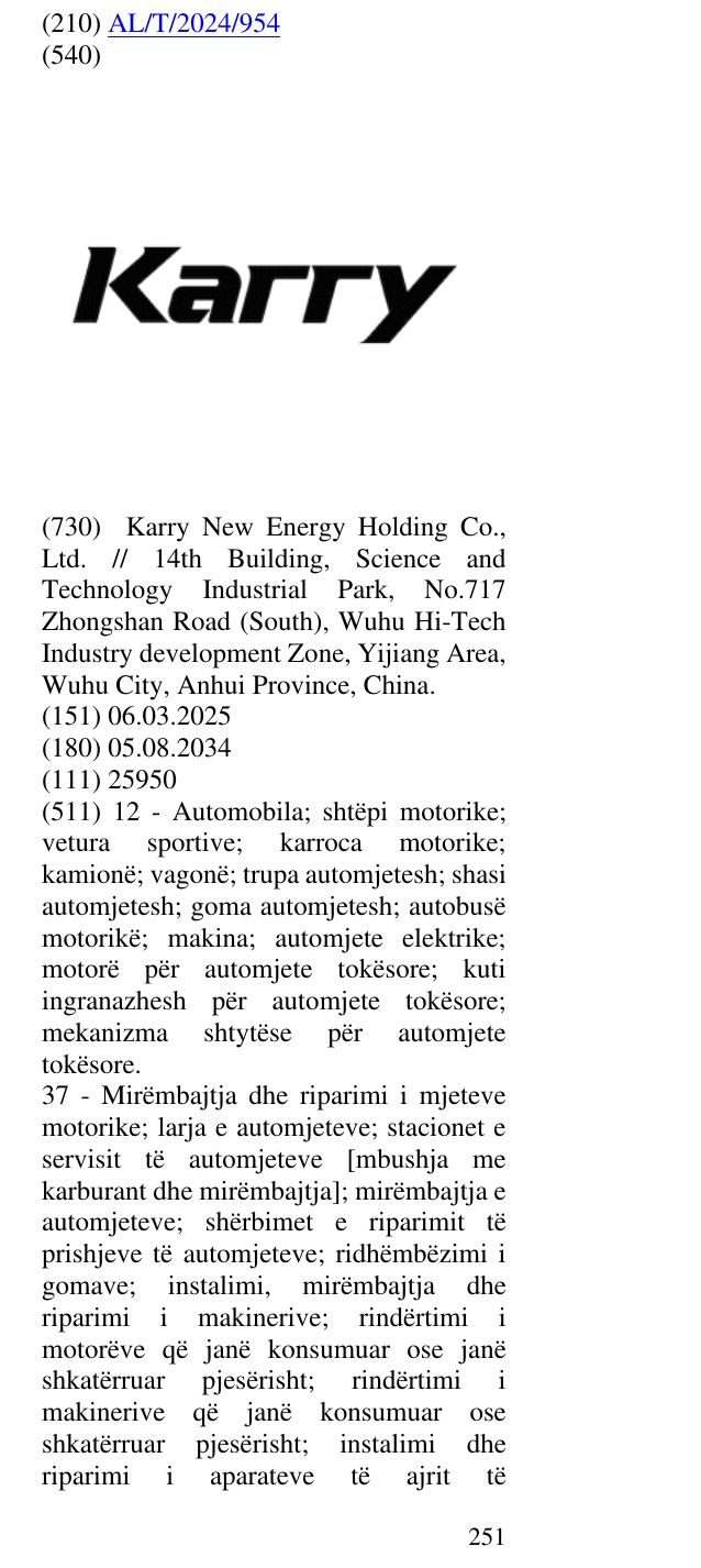 Zëri i markës KARRY në buletin