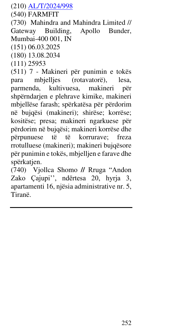 Zëri i markës FARMFIT në buletin