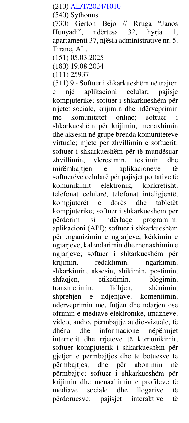 Zëri i markës Sythonus në buletin