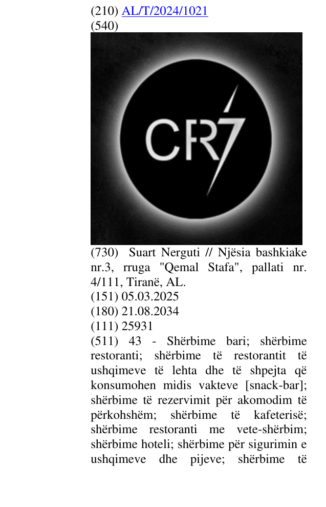 Zëri i markës CR7 në buletin