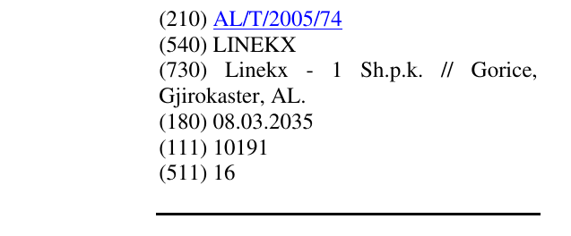 Zëri i markës LINEKX në buletin