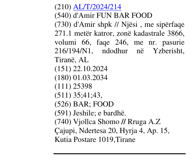 Zëri i markës d'Amir FUN BAR FOOD në buletin