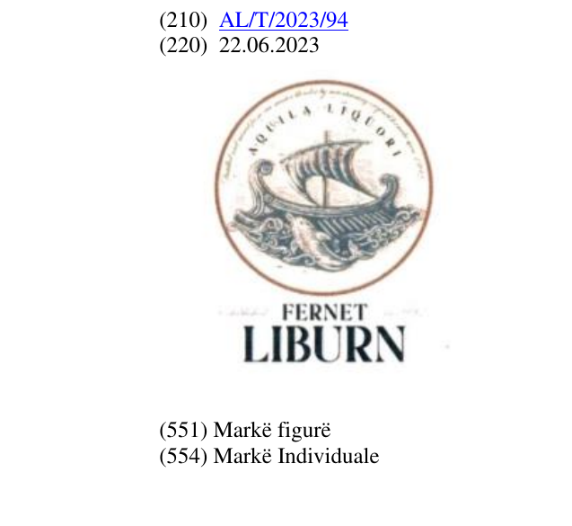 Zëri i markës FERNET AQUILA LIQUORI; ESTABLISHED; DESTILLED AND MIXED FROM OUR MASTER BLENDER BY MAINTAINING ORIGINAL FORMULA SINCE 1992 në buletin