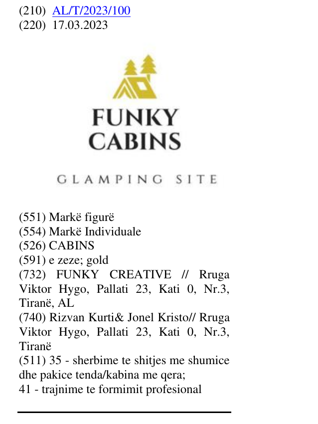 Zëri i markës CABINS në buletin