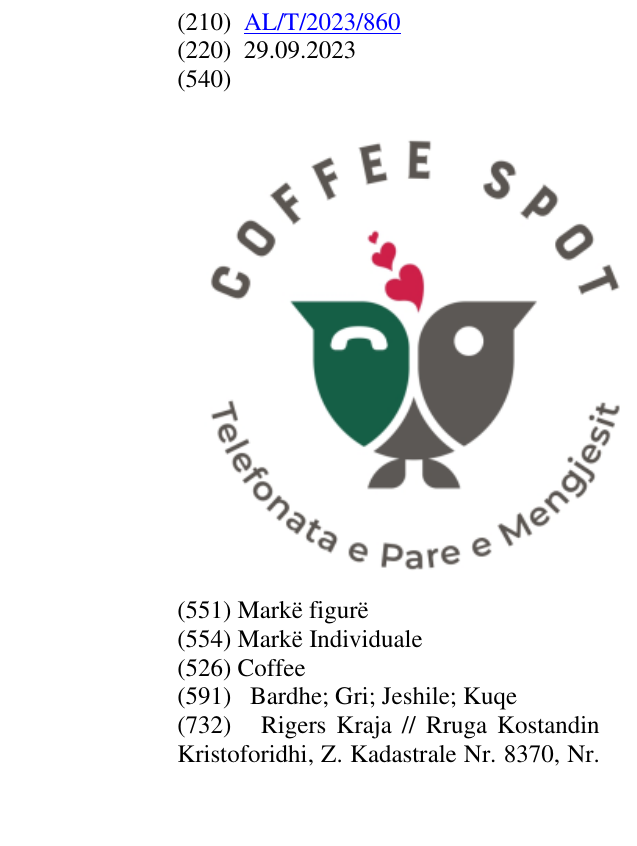 Zëri i markës Coffee në buletin