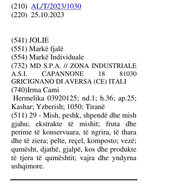 Zëri i markës JOLIE në buletin