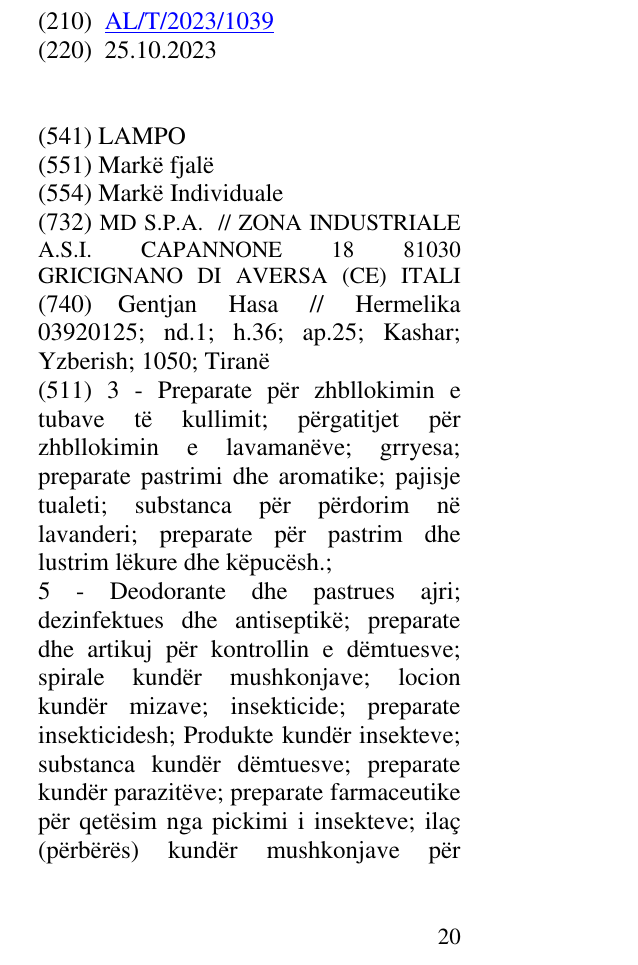 Zëri i markës LAMPO në buletin