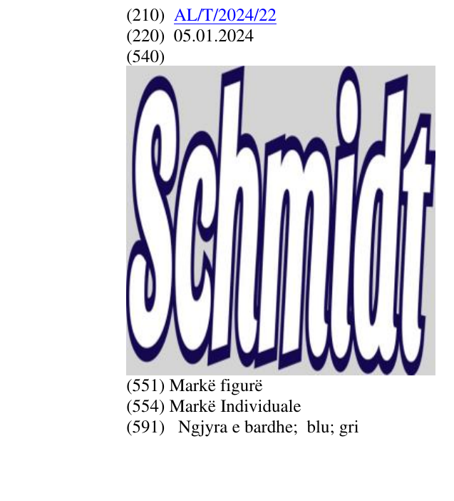 Zëri i markës SCHMIDT në buletin