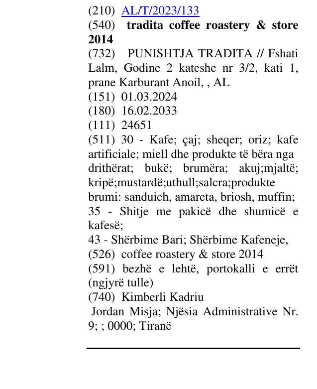 Zëri i markës tradita coffee roastery & store 2014 në buletin