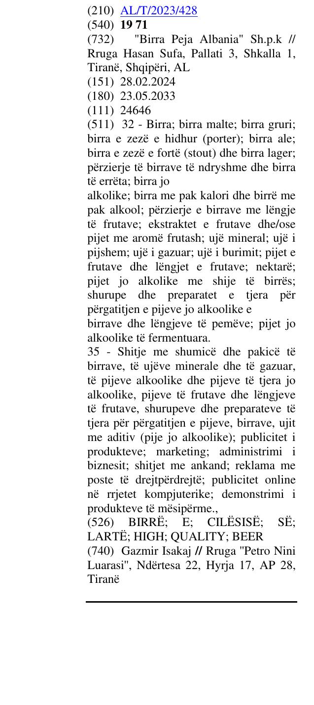 Zëri i markës 19 71 në buletin