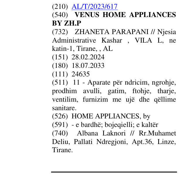 Zëri i markës VENUS HOME APPLIANCES BY ZH.P në buletin
