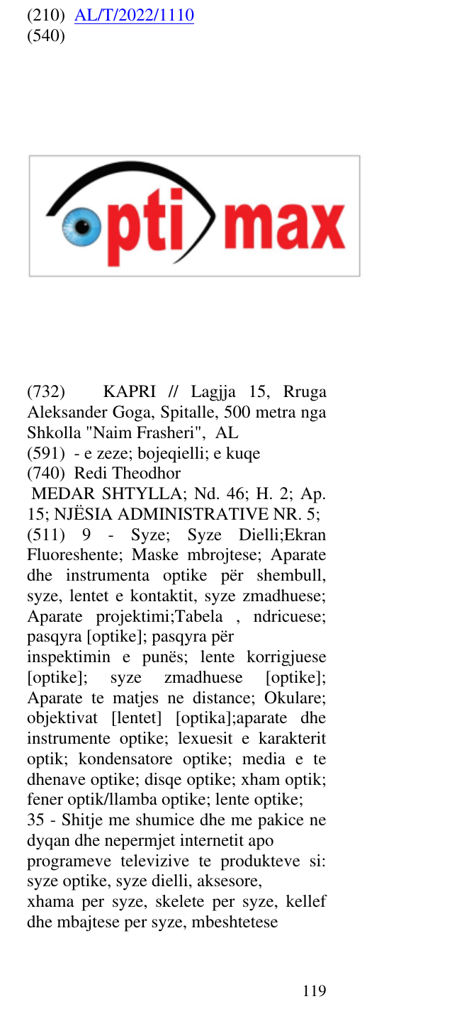 Zëri i markës OPTI MAX në buletin
