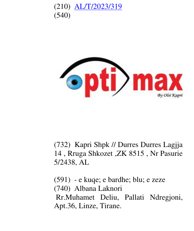 Zëri i markës OPTIMAX BY OLSI KAPRI në buletin