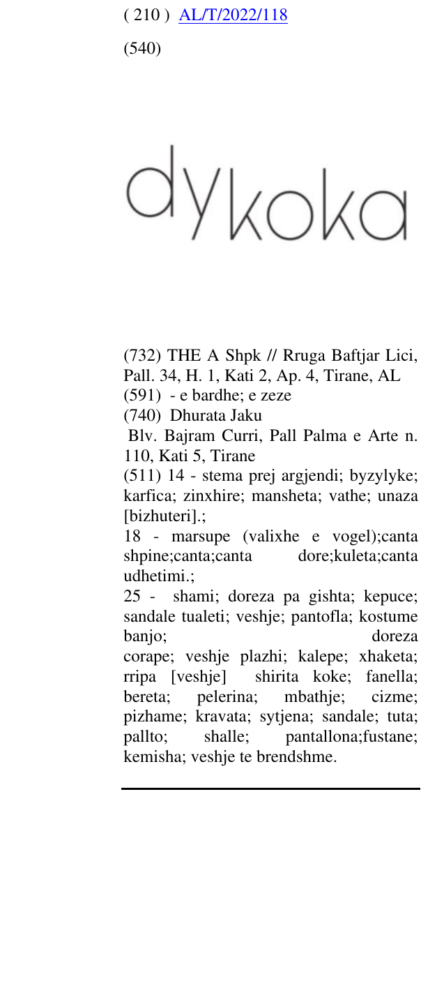 Zëri i markës dykoka në buletin