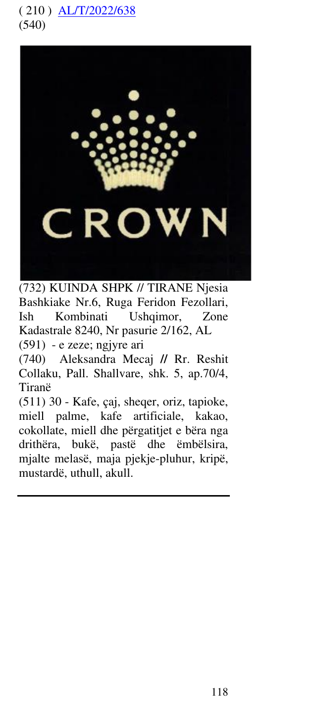 Zëri i markës CROWN në buletin