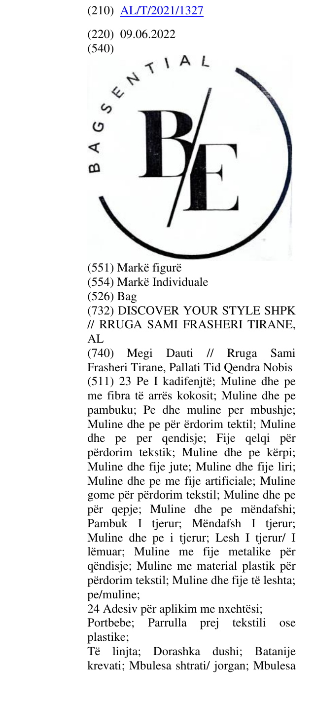 Zëri i markës Bag në buletin