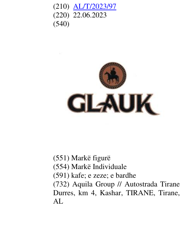 Zëri i markës GLAUK në buletin