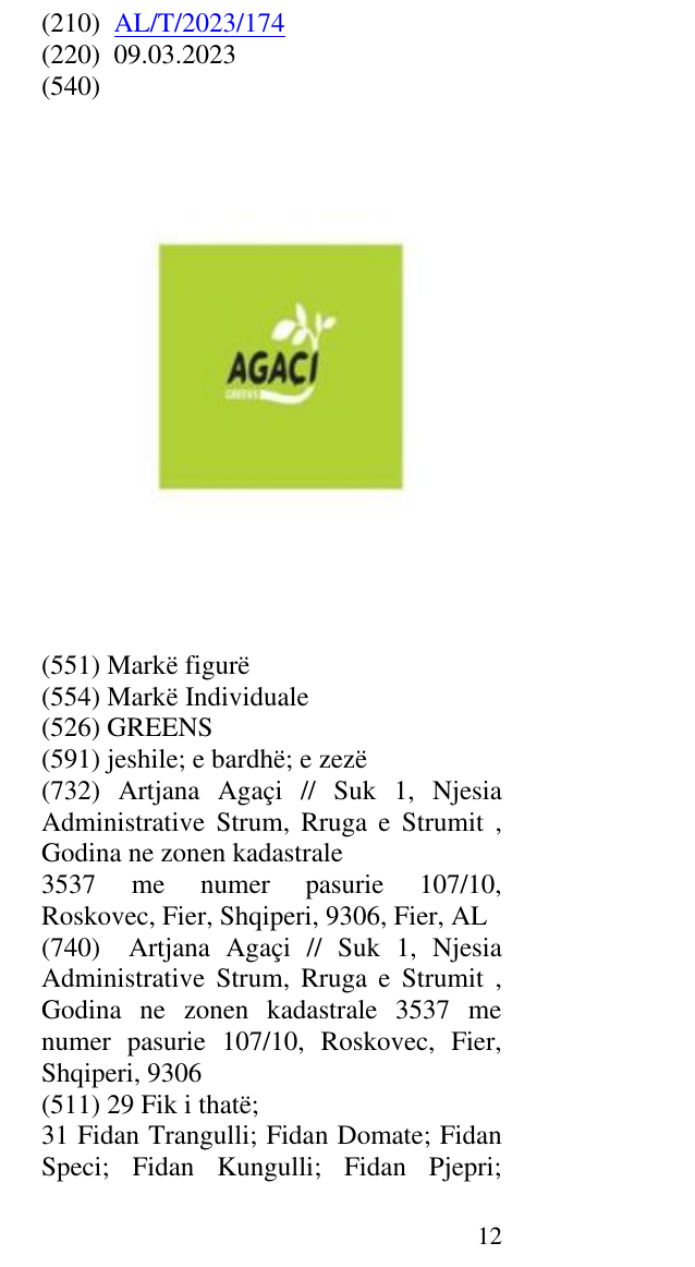 Zëri i markës GREENS në buletin