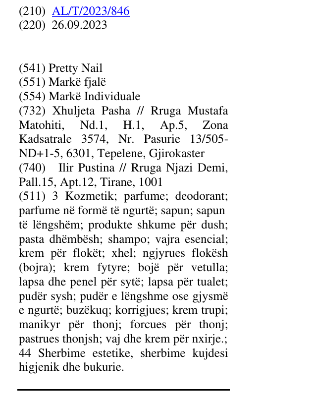 Zëri i markës Pretty Nail në buletin