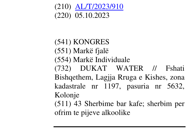 Zëri i markës KONGRES në buletin