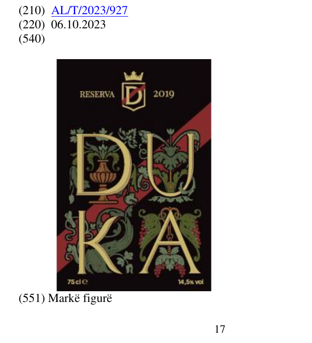 Zëri i markës 2009; 75cle; 14, 5% vol; në buletin