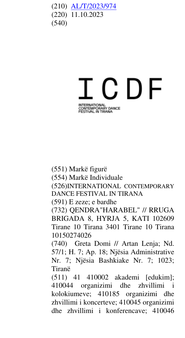 Zëri i markës INTERNATIONAL CONTEMPORARY DANCE FESTIVAL IN TIRANA në buletin