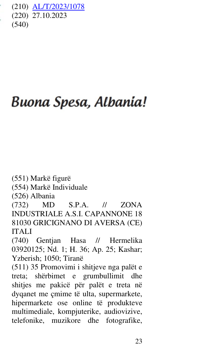 Zëri i markës Albania në buletin