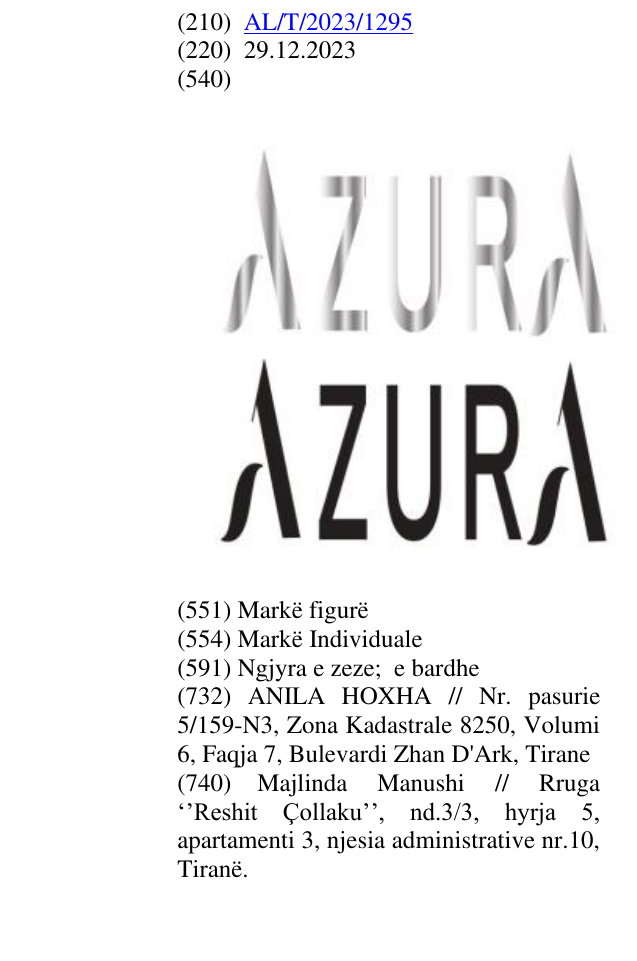 Zëri i markës AZURA në buletin