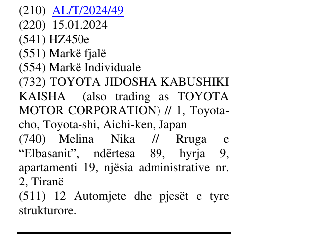 Zëri i markës HZ450e në buletin