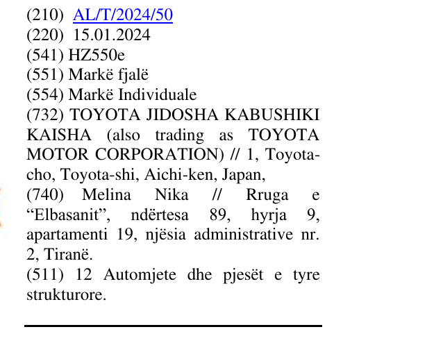 Zëri i markës HZ550e në buletin