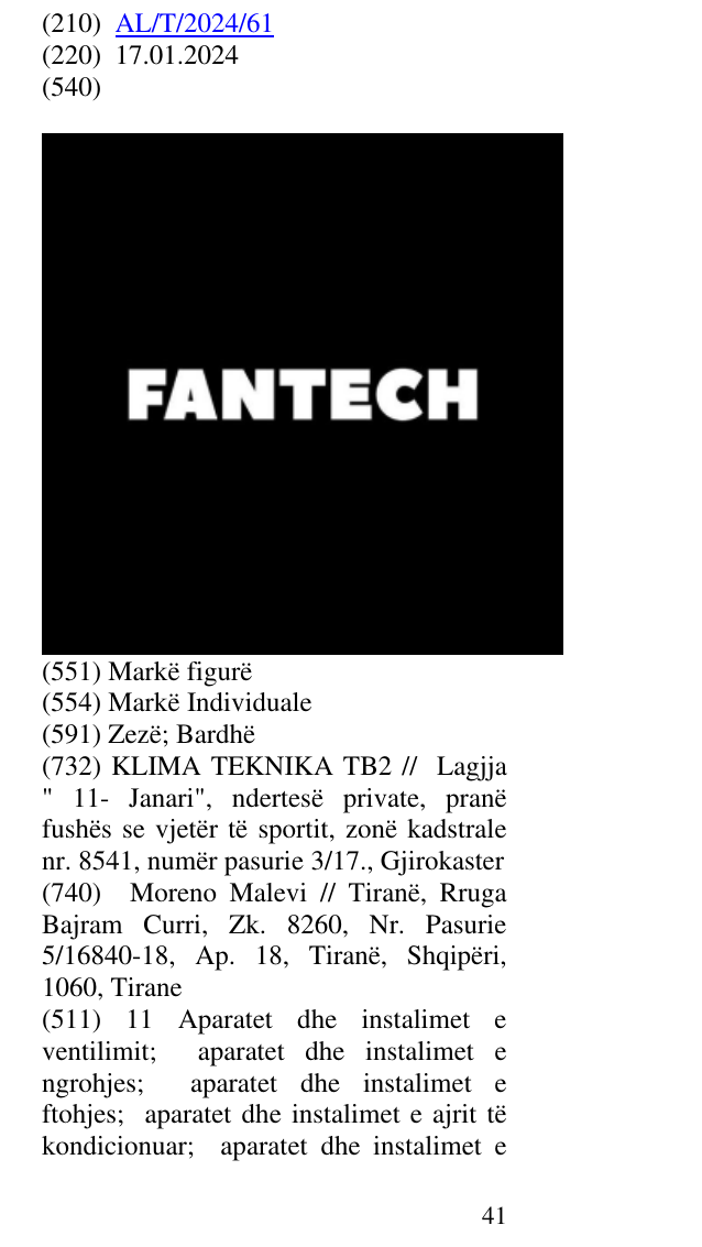Zëri i markës FANTECH në buletin