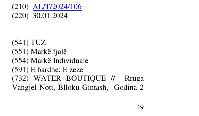 Zëri i markës TUZ në buletin