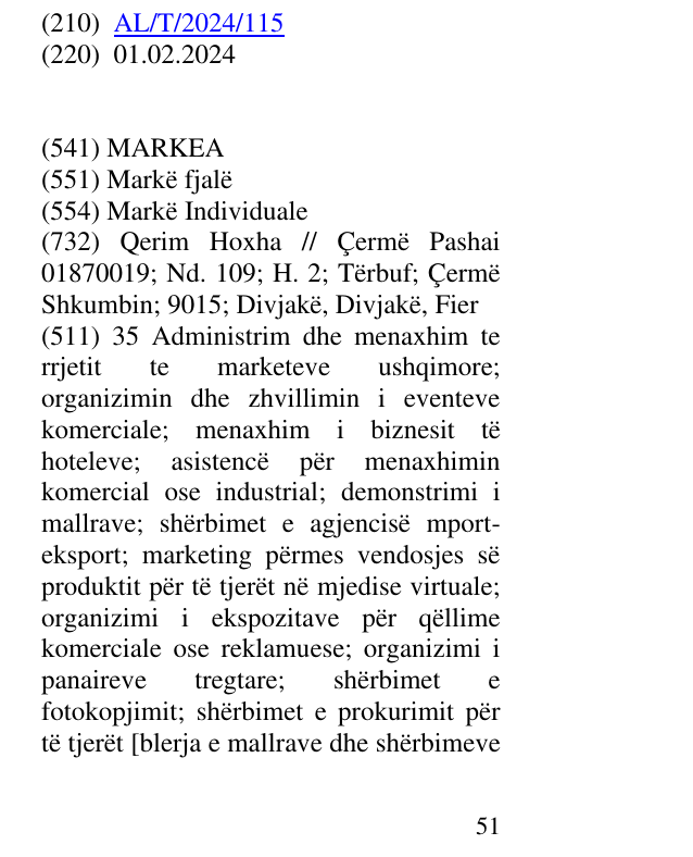 Zëri i markës MARKEA në buletin