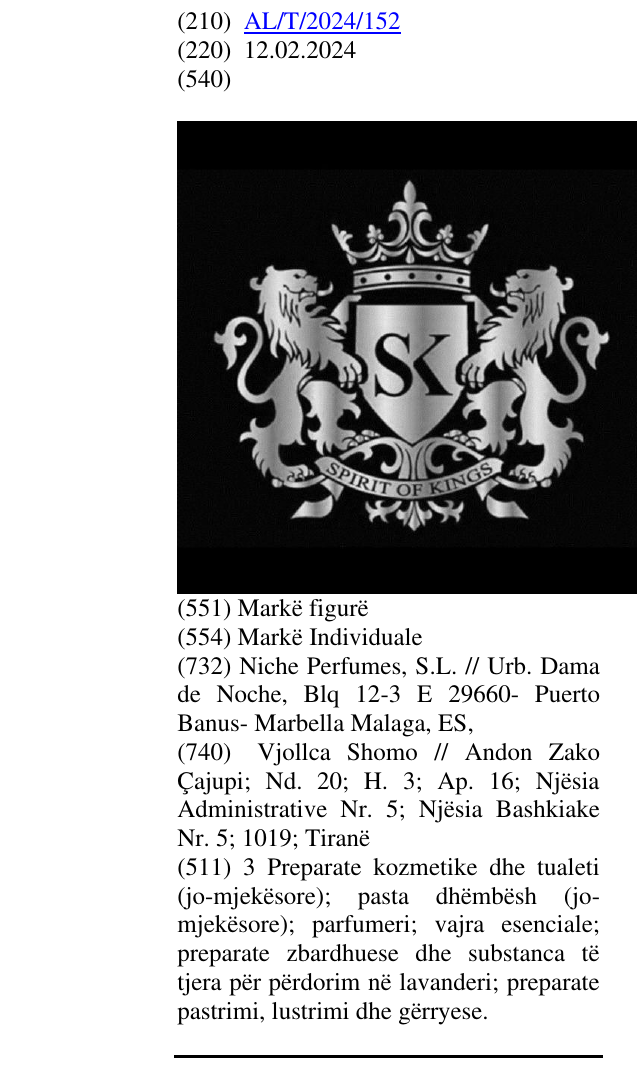 Zëri i markës SK SPIRIT OF KINGS në buletin