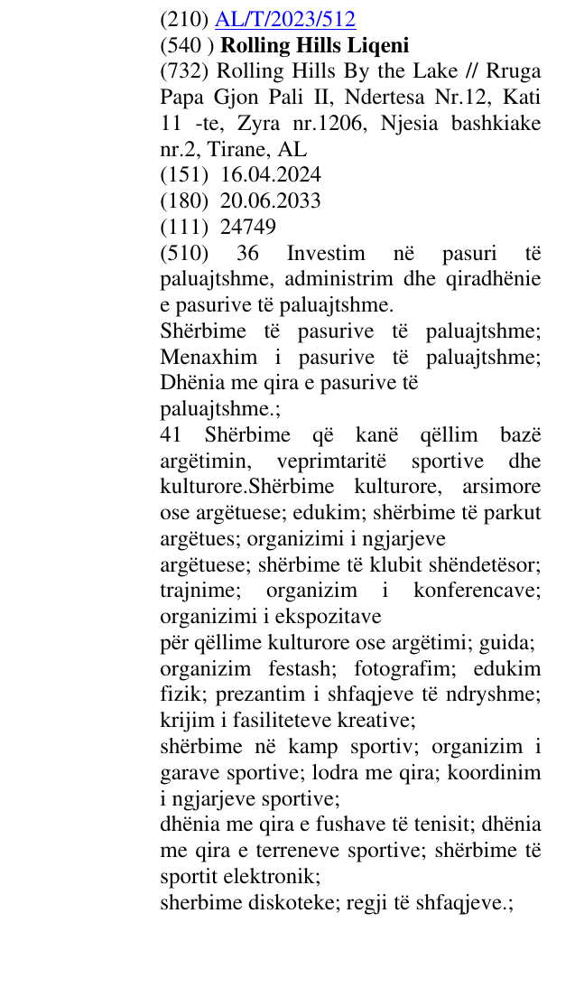 Zëri i markës Rolling Hills Liqeni në buletin