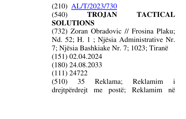 Zëri i markës TROJAN TACTICAL SOLUTIONS në buletin