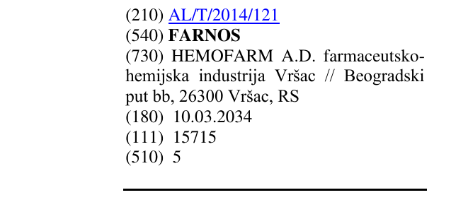 Zëri i markës FARNOS në buletin