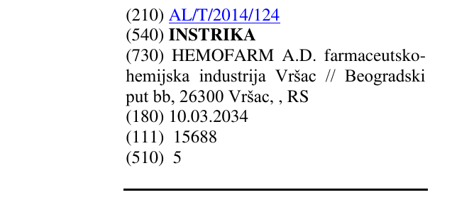 Zëri i markës INSTRIKA në buletin