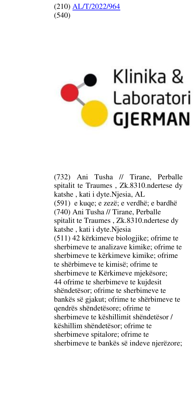 Zëri i markës Klinika & Laboratori Gjerman në buletin